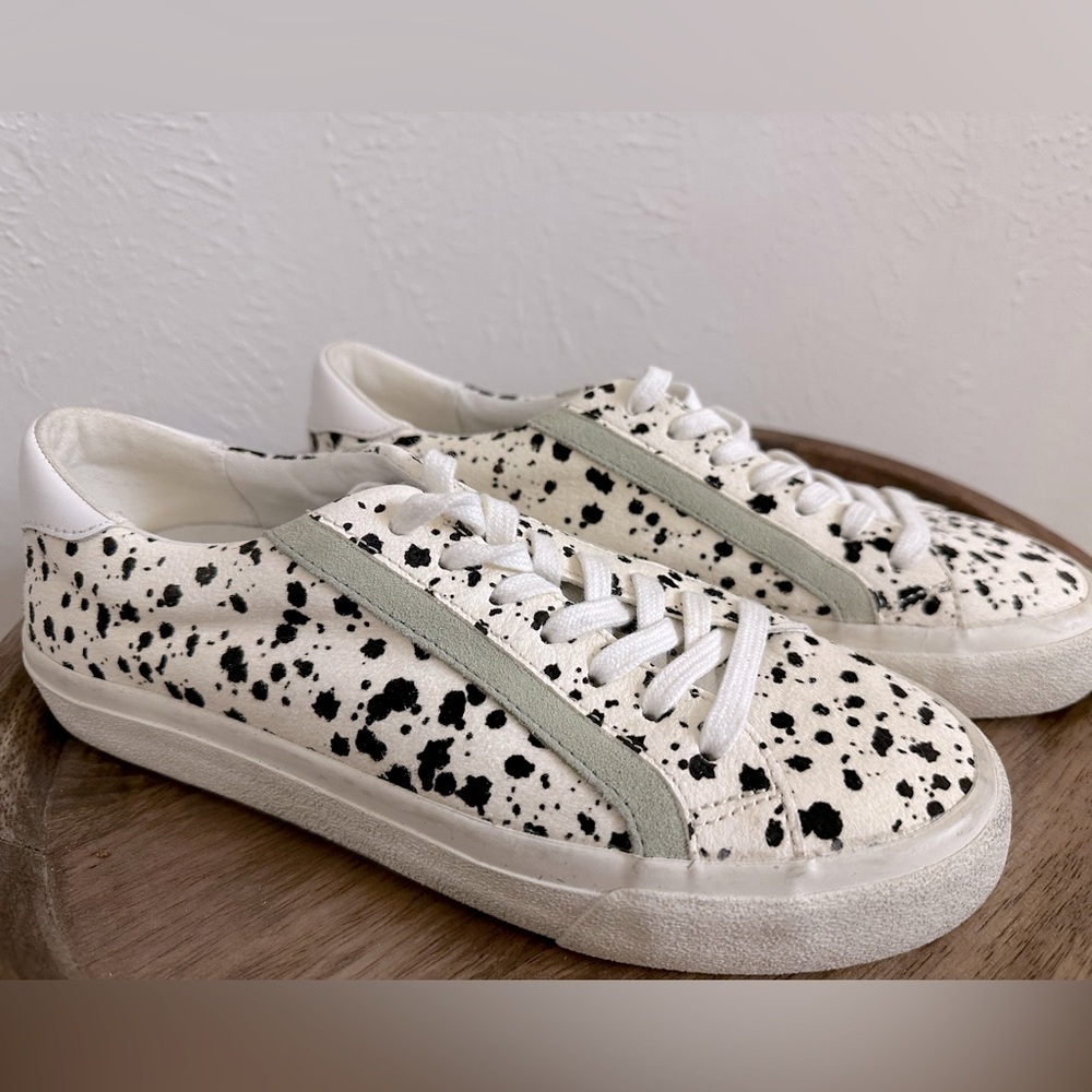 MADEWELL sidewalk spatter-painted calf hair low top sneakers size 7.5M